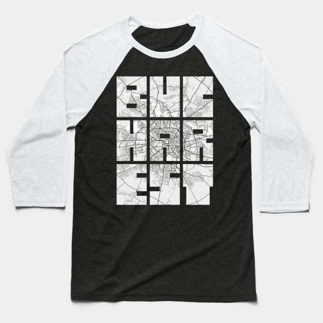 Bucharest, Romania City Map Typography - Light Baseball T-Shirt by deMAP Studio